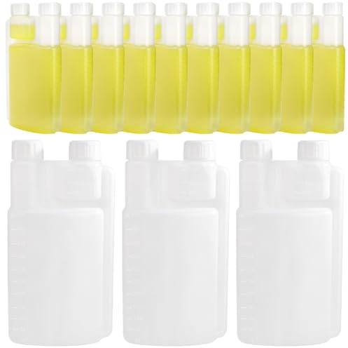 ZEAYEA 12 Pcs Plastic Flask with Built in 1 oz Glass, 17 oz Portable Measuring Bottles for Liquid, beverage, oil, Graduated Dispenser with Caps for Traveling, Camping