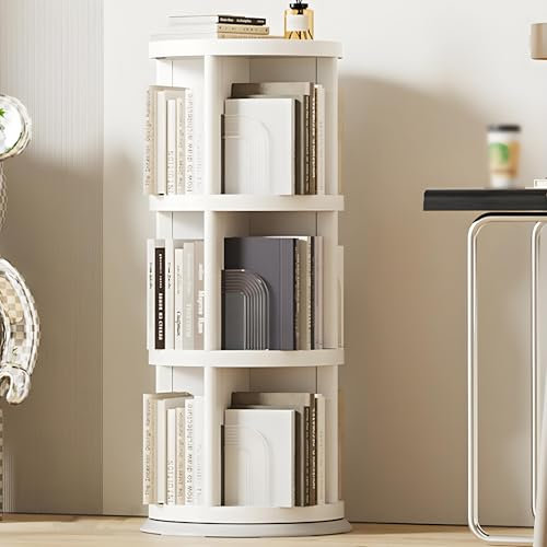 Drehbares Bücherregal,Um 360° Drehbares Bücherregal, Um 360° Drehbares Bücherregal, Bücherregal Standregal, Schmales Bücherregal, Drehbarer Bücherregalturm, Drehregal, Vitrine Für Das Büro(3-layer)