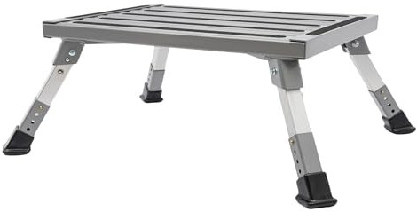 Tritthocker, Trittstuffe Wohnwagen Wohnmobil Klappbar, Alu Klapptritt, Leichte Aluminium Tritthocker bis 150 kg belastbar, für Camping, Küche, Bad, 61.5 x 51.5 x 22.5cm
