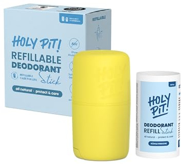 HOLY PIT - Deo-Stick [100% aluminiumfrei] | Nachfüllbares Deo bekannt aus dem TV | Unisex Deo Herren Deo Damen | Vegan | STARTERPACK (KÜHLE FRISCHE)