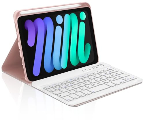 Occtingkind, Teclado para iPad mini de 8,3 pulgadas, funda con teclado para iPad mini de 7ª y 6ª generación (2024/2021), teclado magnético desmontable Bluetooth para iPad mini de 8,3 pulgadas, QWERTZ
