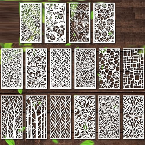 16 Stk Zeichenschablonen,Schablonen aus Kunststoff,Kinder Kreatives Zeichenschablonen,Alphabet Schablonen zum Malen Skizzieren,für Scrapbooking, Zeichnen, Holzverbrennung, Zeichnungen Schablonen
