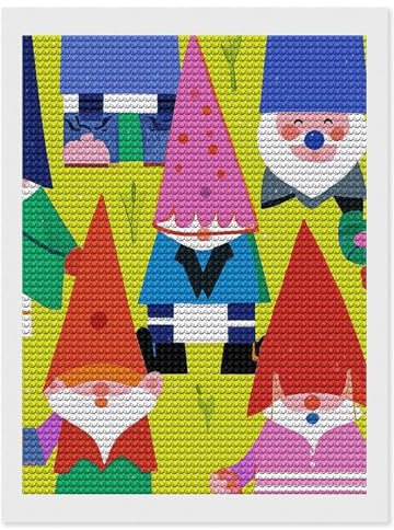 RTFGHJS Diamant-Malset mit bunten Zwergen – Leinwand-Kunst-Dekor mit Bohrstift, Tablett und Wachs, wasserfest, funkelnde Wandkunst, für Heimdekoration, Geburtstage, Weihnachten