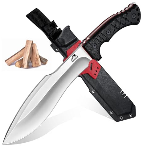 Moontay feststehendes Jagdmesser aus 8CR18Mov Stahl, große Full-Tang Machete mit Scheide, scharfes Outdoor Survival Bushcraft Messer mit rutschfestem Glasfasergriff, Geschenkidee für Männer