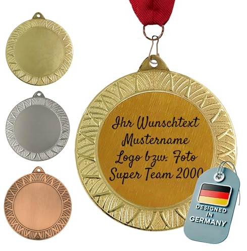 Larius Premium Medaille aus Metall mit Gravur (Ø70 mm, 95 g, 3 mm dick) – mit Wunschtext/Foto – in Gold, Silber oder Bronze – für Kindergeburtstage, Fussball, Turniere & Vereine