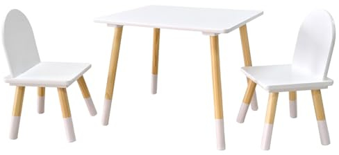 Asweets Kids Table and Chairs Set for Toddlers, Boys, Girls, 3 Piece Kiddy Table and Chairs Set, Suitable for Classroom,Home,Nursery,Playroom(Snow White)