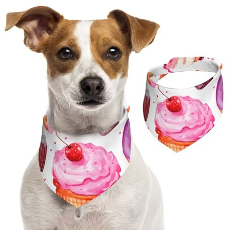 Hundehalstuch, Katzen-Halstuch, Dessert-Motiv, 1 Stück, Hundezubehör für kleine Hunde, Rosa