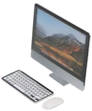 HETHLIF Miniature Dollhouse Accessories Set Tiny Mouse Decor & Computer for 1:2 Scale Dollhouses with Realistic Detail (Three-piece computer set)