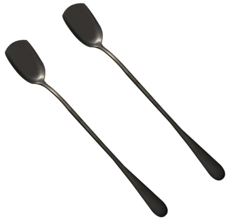 Alipis 6 Piezas Cuchara para Helado de Acero Inoxidable Cucharas para Helados y Cócteles Negra para Fiestas