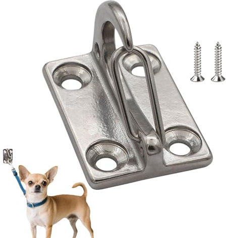 Dog Lead Rope Hook - Heavy Duty Wall Mounted Tie-Out Hooks Stainless Steel | Secure Escape-Proof Hanger For Large Small Yard Outdoor Indoor Home Porch Garage Patio Parking Training Commercial Porch