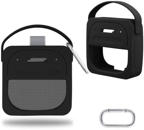 co2CREA silikonskal bärväska för Bose ny bärbar SoundLink Micro 2 gen högtalare, bärbar ultralätt silikon skyddande fodral med karbinhake och axelrem