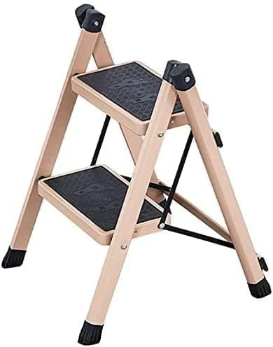HynJGih Trappstege Bärbar Stegpall Fällbar stege Stegstege Platssparande for hushållskök kontor(Apricot,2 Layer)