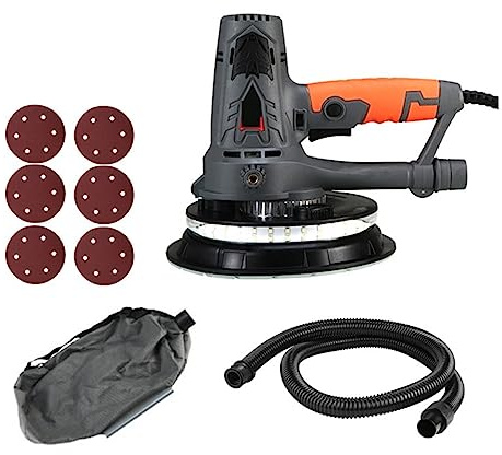 Lijadora de Pared, Lijadora de paneles de yeso 1250W Máquina pulidora de masilla de pared de velocidad variable Pulido de mano con luz LED, manguera de polvo y bolsa de recolección