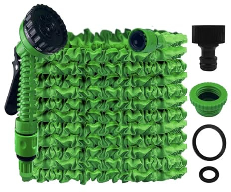Tubo da Giardino Estensibile 5m-15m/7.5m-22.5m/10m-30m/12.5m-37.5m, Tubo Acqua Giardino con connettore da 3/4 e 1/2, Tubo da Giardino Flessibile con Canna Acqua Giardino con ugello spruzzatore
