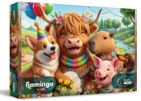 Flamingo by Trefl - Puzzle d'anniversaire Ekip - 400 pièces - Puzzle à faire soi-même, graphiques tendance, express coloré, emballage type coquillage, pour adultes et enfants à partir de 10 ans