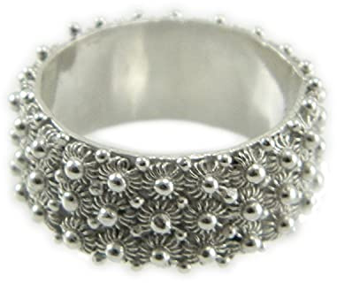 Anello in argento rodiato 925 fede filigrana tipo sarda lavorazione nido ape 3 file (21)