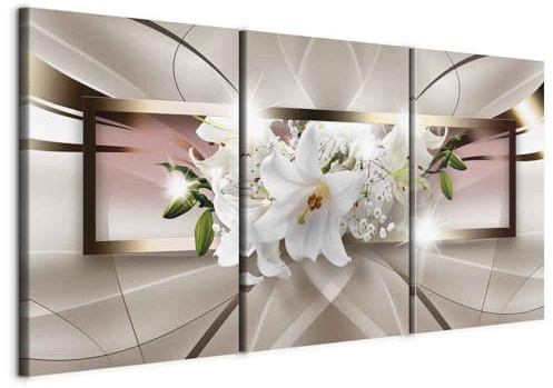 murando - Leinwandbild Blumen Beige, 120x60 cm, 3-teilig, Schlafzimmer | Hochwertige Leinwand, sofort aufhängbar, ideal fürs Wohn- oder Schlafzimmer, wasserfest und lichtecht, langlebig, stilvoll