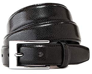 Vincenzo Boretti Herren-Gürtel mit silberfarbener Dornschließe, glänzendes Leder, schmal 30 mm Breite