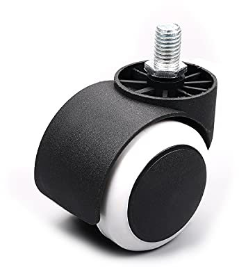 MroMax Office Chair Casters Wheels 1.97 Inch PU Twin Wheel Threaded Stem Swivel Caster White 1pcs