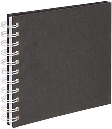 Hama Fotoalbum Fine Art (Format 18,5 x 15 cm, 36 weiße Seiten, Spiralbindung) schwarz
