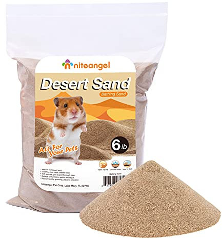 Niteangel Hamster Wüstenbad Sand | Staubfreier Badesand oder Streusand für Hamster, Chinchillas, Gerbils, Mäuse, Degus oder andere kleine Haustiere (2.72kg, Wüstensand)