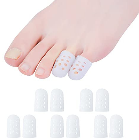 Hoogoo Pinky Toe Caps, Breathable Toe Protector Cover Sleeves 10 Pcs with Holes for Small toes
