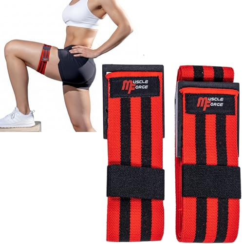 MuscleForge Bandas BFR – Bandas de Oclusión para Entrenamiento de Restricción del Flujo Sanguíneo – Accesorio de Musculación y Rehabilitación para Brazos y Piernas – Set de 2 Piezas