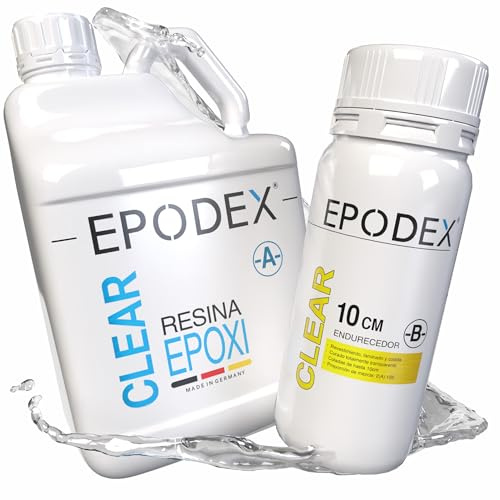 EPODEX Epoxiharts-set ECO MAX | klart epoxiharts för gjuthöjder upp till 10 cm | harts set utan eller med färgämnen | för riverbord, lampor, projekt med hög form och gjutdelar