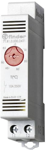Finder Termostato per armadio 7T.81.0.000.2402 250 V/AC 1 apriscatole (larghezza x altezza) 17,5 mm x 88,8 mm, 1 pezzo.