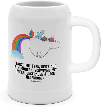 Mr. & Mrs. Panda Bierkrug Einhorn Fliegendes Pferd, Steinzeug, 500 ml