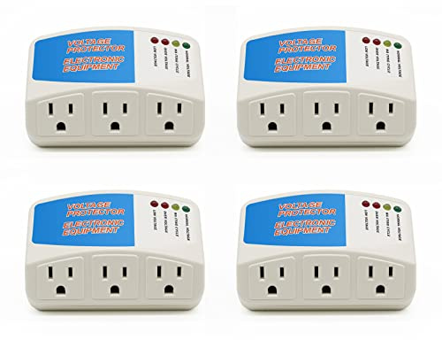 BSEED Surge Protector Home Appliance,3 Outlet Power Surge Protector, Voltage Protector Brownout Surge Refrigerator 1875 Watts,120V 15A(4​Pack)