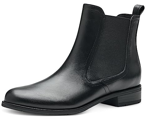 MARCO TOZZI Damen Chelsea Boots aus Kunstleder Elegant, Schwarz (Black), 42 EU