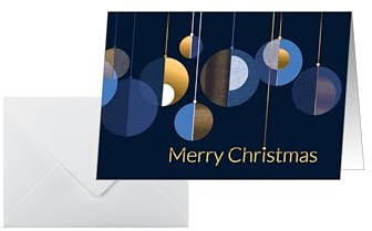 Sigel Weihnachtskarten Grafische Weihnachtskugeln A6 quer 25 Stück | DS088, Nachhaltiges Kartenset mit Umschlägen für Weihnachtsgrüße