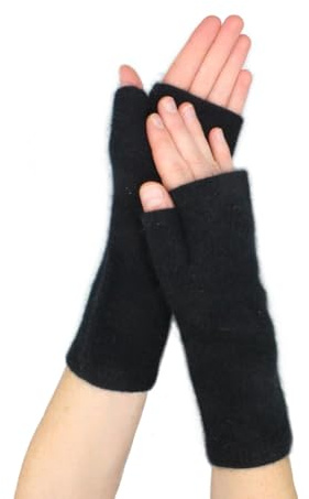 Native World Wristwarmer | Possum Merino & Silk | Soft, Warm & Lightweight Fingerless Hand Warmers | Made in New Zealand (Black)