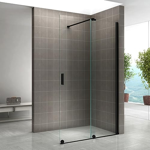 NAPOLIBLACK Paroi de douche Italienne coulissante verre 8 mm transparent 150 x 200 cm