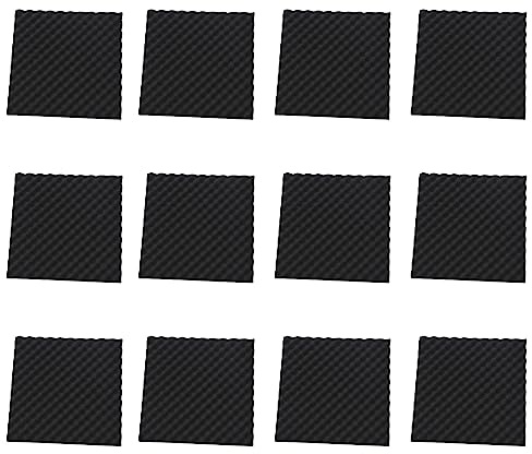 Jiklophg Pack of 12 Soundproof Foam Panels for Egg Boxes, Acoustic Foam 1.2 X 20 X 20 for Home and Professional Studios, Black