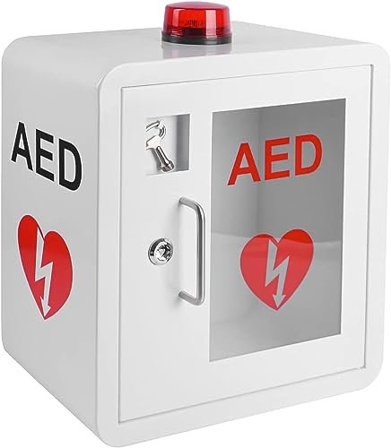 Defibrillatore DAE, scatola di allarme cardiaco da parete, in plastica, chiave e allarme inclusi, defibrillatore DAE di primo soccorso, armadio da parete