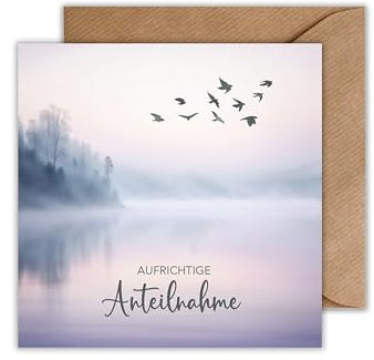 WBdesignz Trauerkarte mit Umschlag - Winter See Beileidkarte mit Spruch - Kondolenz Karte Einzeln Anteilnahme (125 x 125 mm)