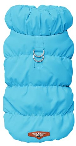 Wintermantel für Hunde, warm, mit Fleece gefüttert, wasserdicht, winddicht, D-Ring, Größe S bis L, Seeblau