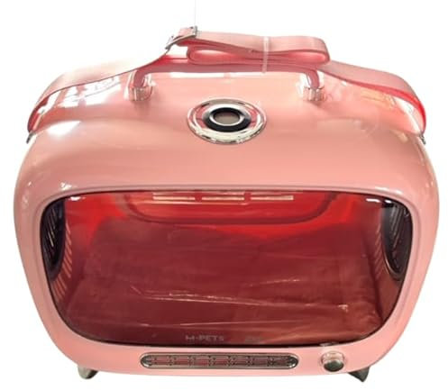 Transportbox für Hund, Katze & Kleintier | Retro-Box 45 x 41 x 28 cm | Reise & Transport mit Fenster, Lüftung, Polster waschbar | Hundebox Kunststoff für Kofferraum, Rücksitz & Gurt | Rosa