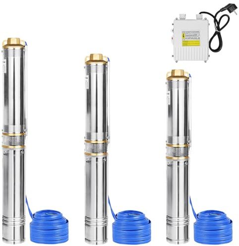 FIVMEN Pompa per pozzi profondi, 230 V, diametro 92 mm, in acciaio inox con portata 0,75 KW, 4000 l/h, pompa a pressione sommersa per alloggiamento