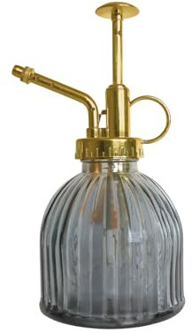 Portico Designs Ltd The Urban Gardener Glass Plant Mister Spray Bottle for Indoor Plants, Height 16cm, 200ml with gold effect metal top