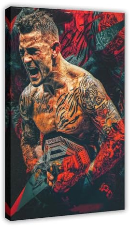 NWGACS Dustin Poirier Poster sur toile Motif athlète de boxe Décoration murale pour salon, chambre à coucher, style cadre, 30 x 45 cm