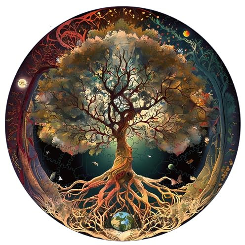 Tree of Life Wooden Jigsaw Puzzles - 200 Piece Irregular Animal Shaped Puzzle, Perfect Creative Gift for Teenagers and Adults