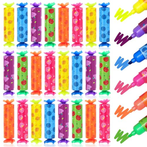 ARCROS 30 Stück Mini Textmarker Kinder, Mitgebsel Kindergeburtstag 6 7 8 9 10 Jahre, Gastgeschenke & Give Away Kindergeburtstag, Mini Bonbon Textmarker Kinder