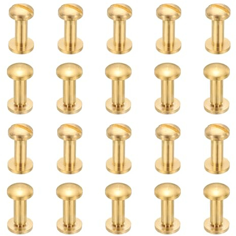 PATIKIL Chicago Screws, 20 Sets M4x13mm Brass Chicago Screw Phillips Binding Post Screw Rivets for Leather Belt Scrapbook Photo Albums, Gold