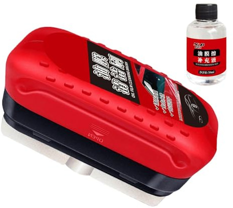 10,5x7,5x5cm Autoglas-Ölfilm-Reiniger Mit 50ml Flüssigkeitsnachschub, Glasölfilm-Entferner Für Auto - Ölfilmentferner Für Glas, Car Window Oil Film Remover, Ölabweisende Folie Für Autoscheiben