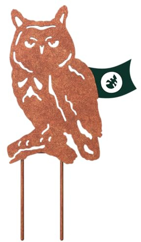 VERDOBA Eule Gartendeko - Eulen Deko Garten mit Rostpatina - Gartenstecker Rost - Gartendeko Eule aus stabilem Eisen - Eulen Deko draußen - Rostdeko für Garten, Balkon & Terrasse