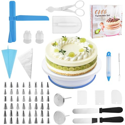 Legpador Plateau Tournant Patisserie, 48 Douille Patisserie Professionnelle, Ustensiles À Pâtisserie Accessoires, Kit Gateau, 100 Poches À Douille Ensemble Jetable, avec Spatules, Lisseur (164 Pièces)