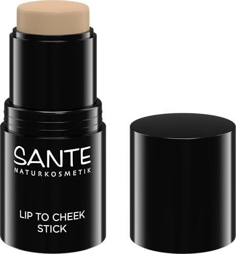 SANTE Naturkosmetik Lip to Cheek Stick 02 Glow to Go, Multitalent für strahlende Highlights auf Wangen, Lippen & Brauen, Schnell & Einfach, NaTrue-zertifizierte Naturkosmetik, 6g